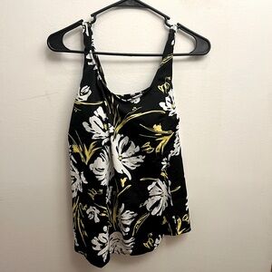 Swinsuitsforall yellow and black floral tankini top
